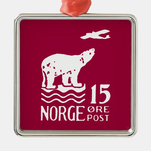 1925 Norwegian Polar Bear Metal Ornament (Front)