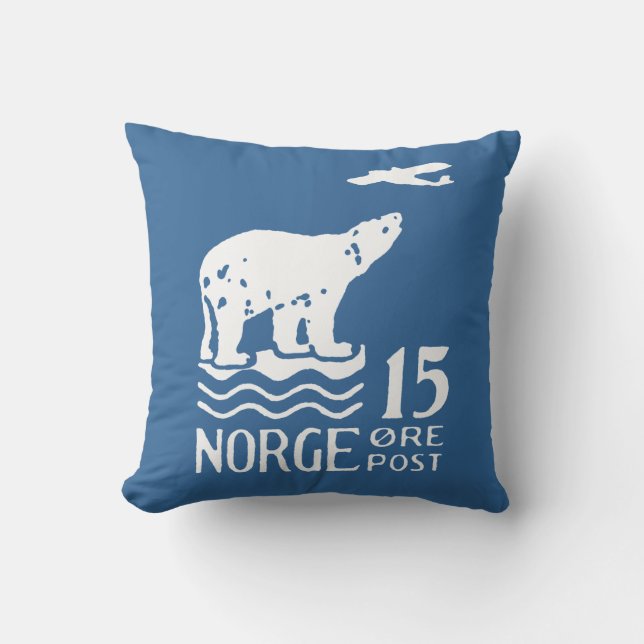 1925 Norwegian Polar Bear Throw Pillow (Front)