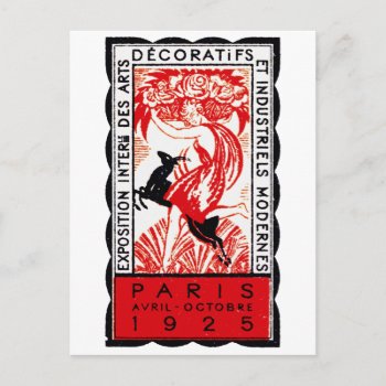 1925 Paris Art Deco Poster Postcard by historicimage at Zazzle