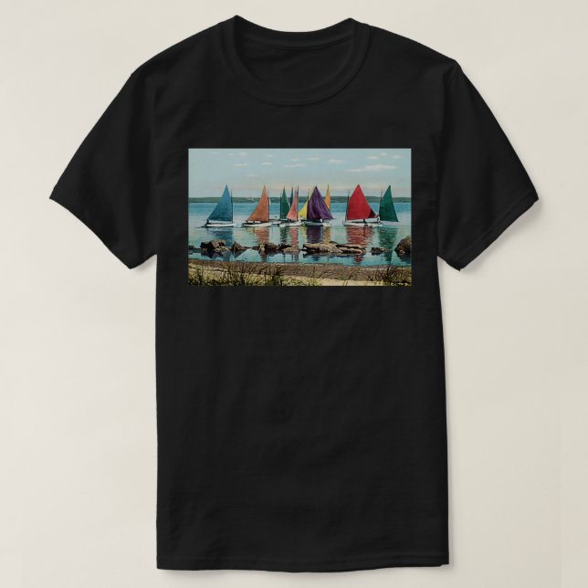 1925 Rainbow Fleet of Sailboats Nantucket T-Shirt (Design Front)