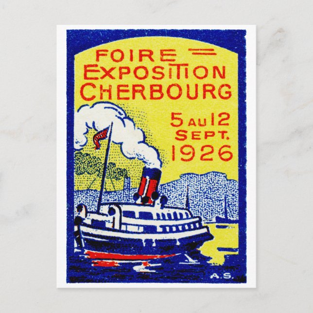 1926 Cherbourg France Poster Postcard (Front)