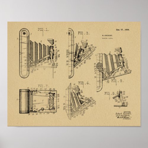 1926 Folding Camera Patent Art Drawing Print