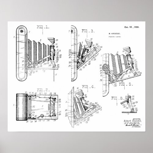 1926 Folding Camera Patent Art Drawing Print