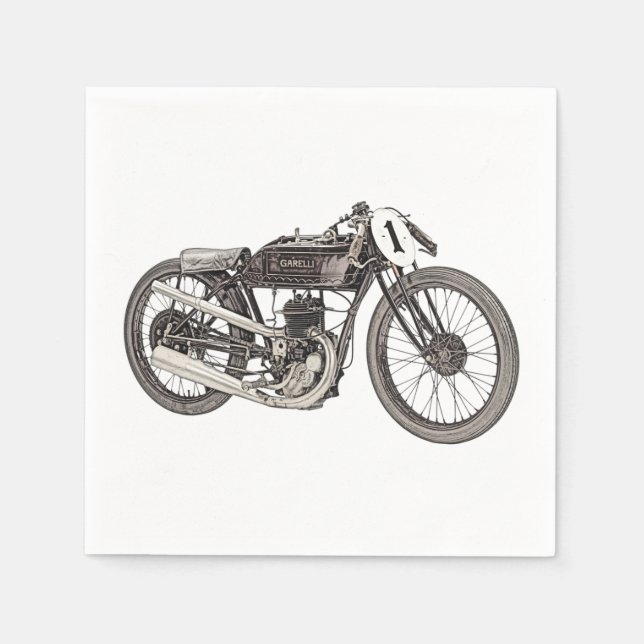 1926 Garelli Italian Racing Motorcycle Drawing Paper Napkins (Front)