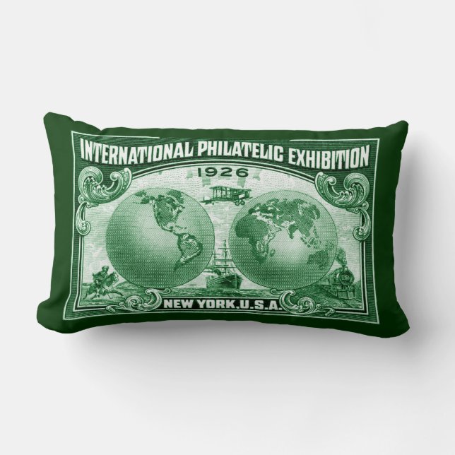 1926 International Philatelic Expo New York Lumbar Pillow (Front)