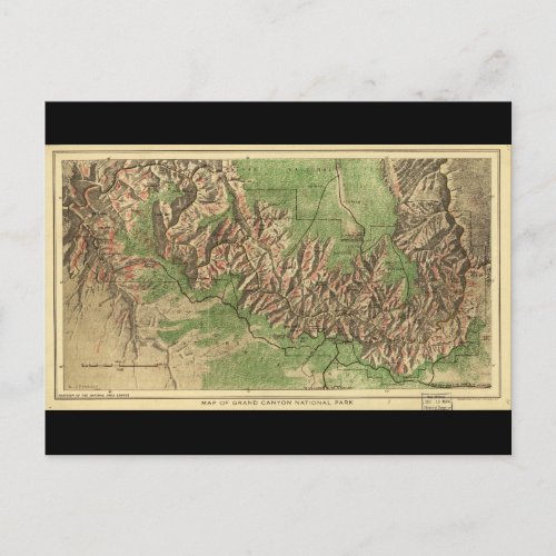 1926 Map of Grand Canyon National Park Arizona Postcard