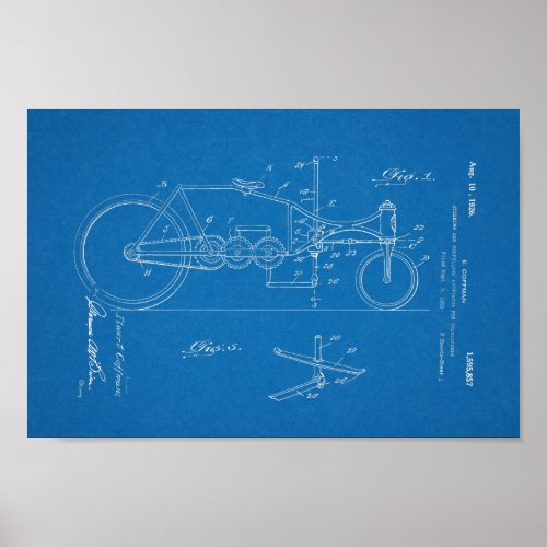 1926 Vintage Bicycle Patent Blueprint Art Print