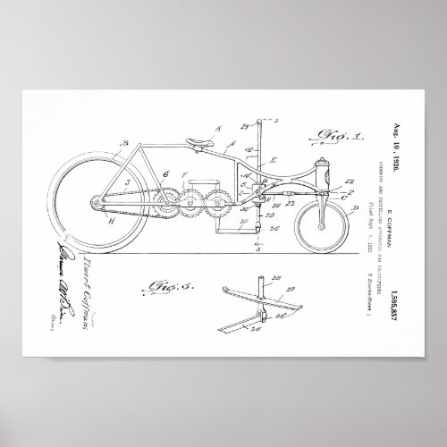 1926 Vintage Bicycle Velocipede Patent Art Print