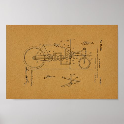 1926 Vintage Bicycle Velocipede Patent Art Print