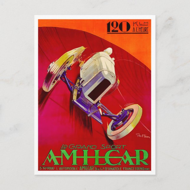 1927 Amilcar vintage racing ad Postcard (Front)