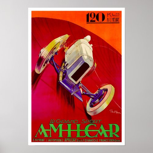 1927 Amilcar vintage racing ad  Poster