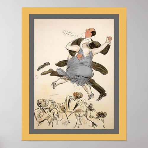 1927 Art Deco Jazz Caricature Dancers Poster
