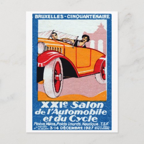 1927 Brussels Automotive Exposition Postcard