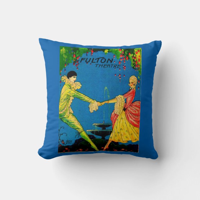 1927 Fulton Theatre program cover art Throw Pillow (Front)