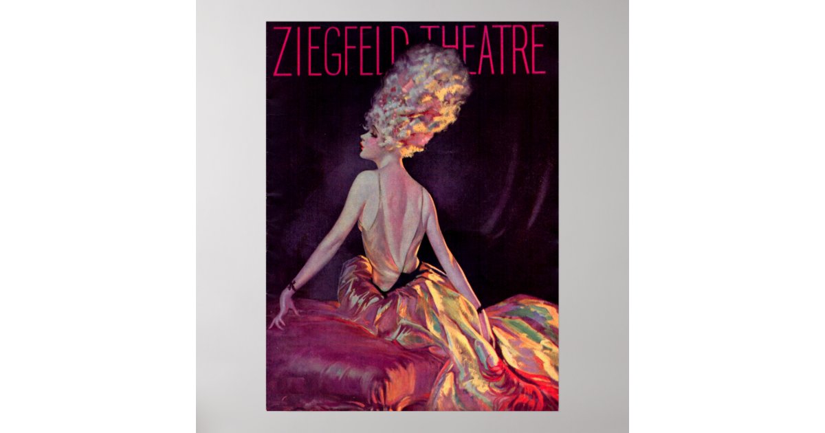 1927 Ziegfeld Theater program cover art Poster Zazzle