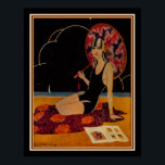 1928 Art Deco Girl on the Beach Poster<br><div class="desc">Vibrant,  roaring twenties,  Art Deco,  flapper on the beach. ca. 1928. Standard size 11x14 shown here. Also available in standard 16x20,  other custom sizes,  and on canvas.</div>