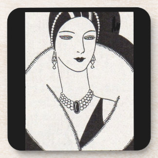 1928 art deco woman beverage coaster