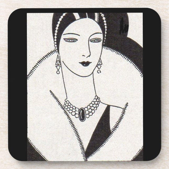 1928 art deco woman beverage coaster (Front)