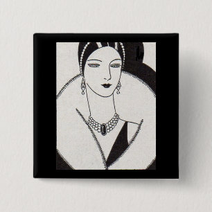 1928 art deco woman button