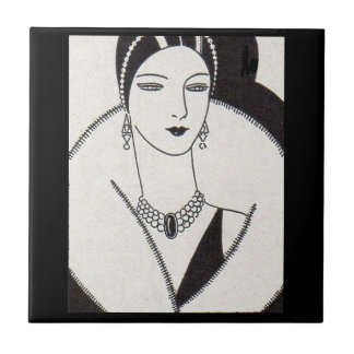1928 art deco woman ceramic tile