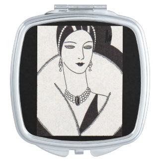 1928 art deco woman makeup mirror