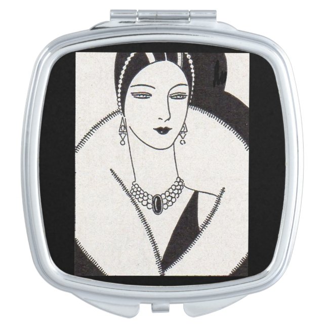 1928 art deco woman makeup mirror (Front)
