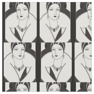 1928 art deco woman print fabric