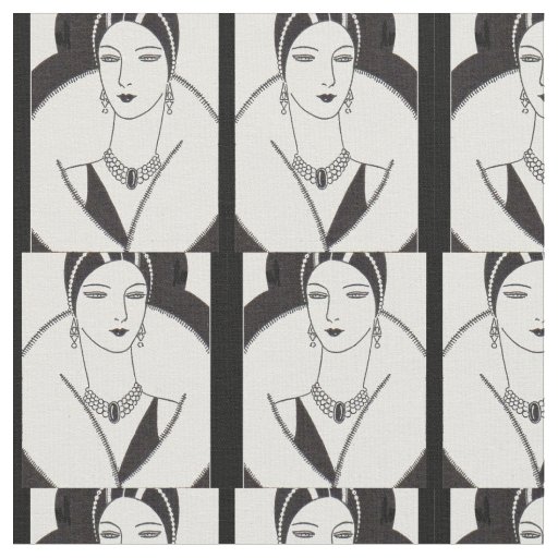 1928 art deco woman print fabric