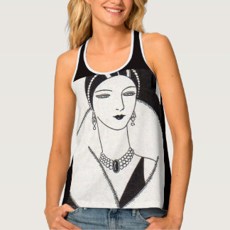 1928 art deco woman print tank top