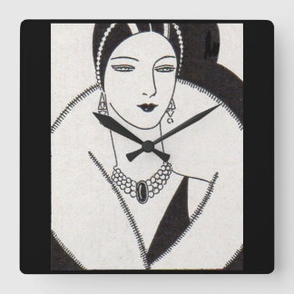 1928 art deco woman square wall clock