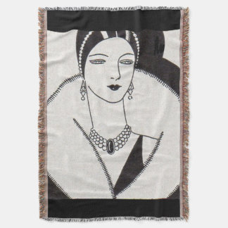 1928 art deco woman throw blanket
