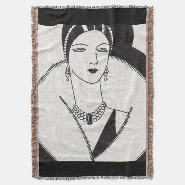 1928 art deco woman throw blanket (Front Vertical)