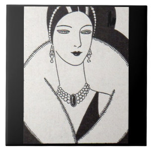 1928 art deco woman tile