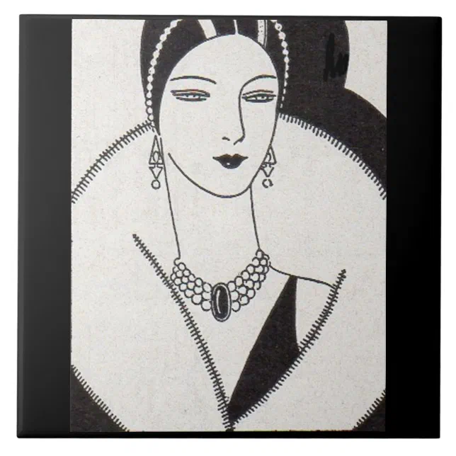 1928 art deco woman tile | Zazzle