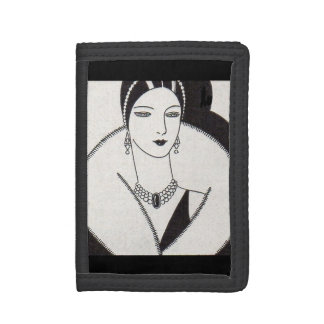 1928 art deco woman trifold wallet