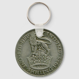 1928 British shilling keyring