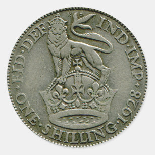 1928 British shilling sticker