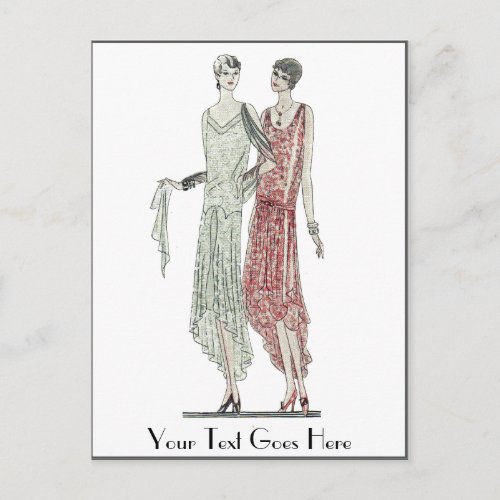 1928 Flapper Fashion Postcard