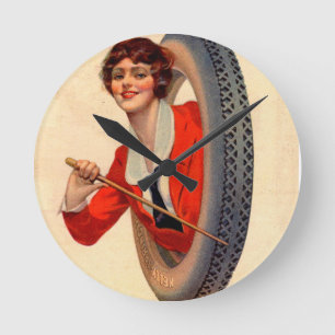 1928 Kelly-Springfields Tire mascot Lotta Miles Round Clock