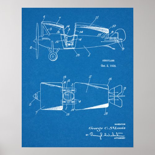 1928 Roadable Airplane Patent Art Drawing Print