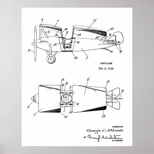 1928 Roadable Airplane Patent Art Drawing Print