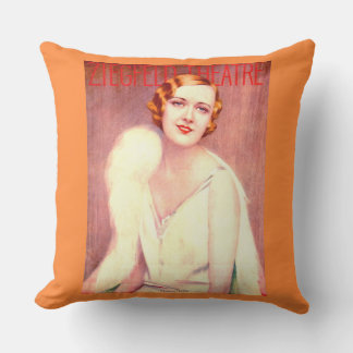 1928 Ziegfeld Theatre program cover Marilyn Mille Throw Pillow
