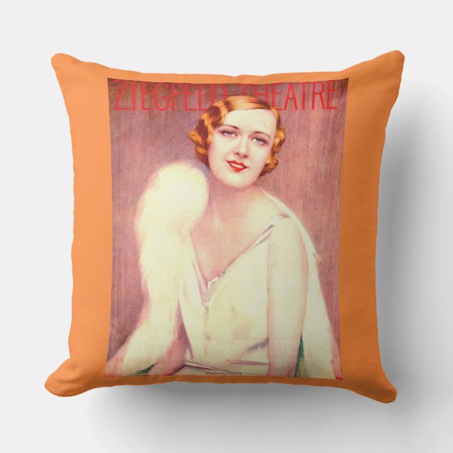 1928 Ziegfeld Theatre program cover Marilyn Mille Throw Pillow (Front)