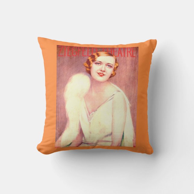 1928 Ziegfeld Theatre program cover Marilyn Miller Throw Pillow (Front)