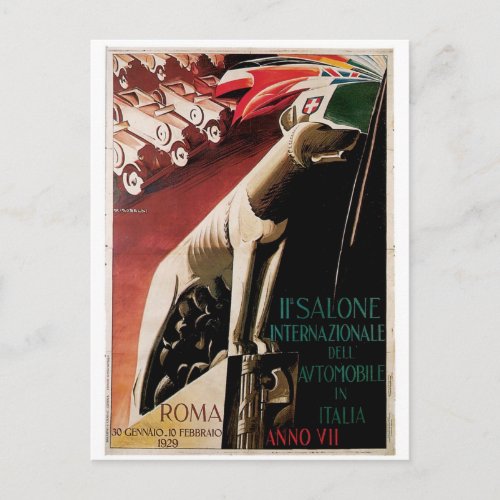 1929 11th Salone Internazional Dell Automobile Postcard