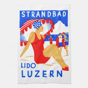 1929 Art Deco Strandbad Lido Luzern Kitchen Towel