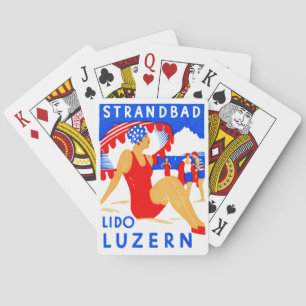 1929 Art Deco Strandbad Lido Luzern Poker Cards