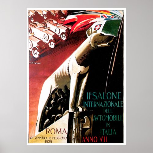 1929 Auto Rome Italy Auto Show Poster