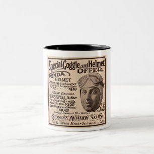 1929 AVIATION GOGGLES etc ADVERTISING Two-Tone Coffee Mug