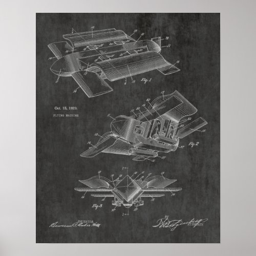 1929 Bizarre Airplane Patent Art Drawing Print